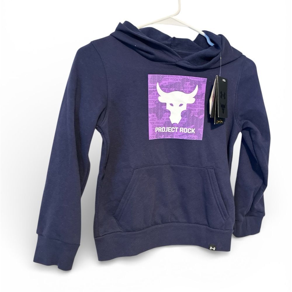 Under Armour Project Rock Kids blue Hoodie with Purple Graphic size Youth Small
